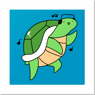 Dancing Headphones Turtle Posters and Art